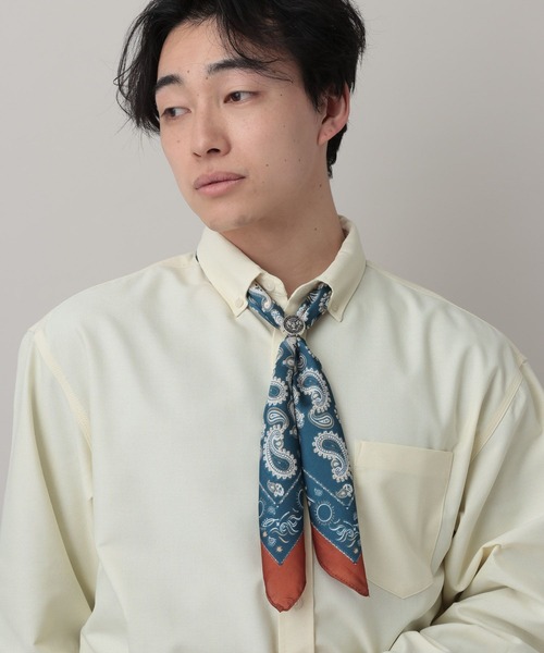 RAGEBLUE（レイジブルー）の「2WAY SET RING SCARF/リング付き柄スカーフ（バンダナ/スカーフ・メンズ・ダークブラウン/ネイビー/ブラック・FREE）」の3枚目の写真