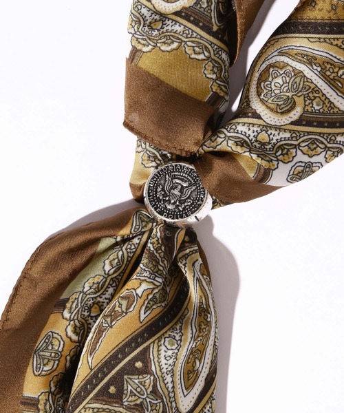 RAGEBLUE（レイジブルー）の「2WAY SET RING SCARF/リング付き柄スカーフ（バンダナ/スカーフ・メンズ・ダークブラウン/ネイビー/ブラック・FREE）」の5枚目の写真