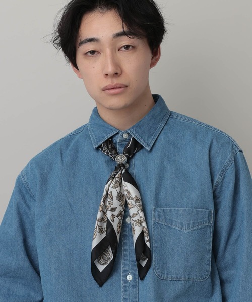 RAGEBLUE（レイジブルー）の「2WAY SET RING SCARF/リング付き柄スカーフ（バンダナ/スカーフ・メンズ・ダークブラウン/ネイビー/ブラック・FREE）」の9枚目の写真