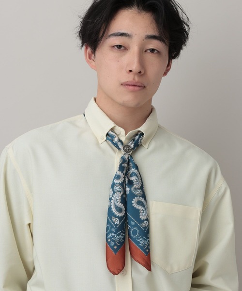 RAGEBLUE（レイジブルー）の「2WAY SET RING SCARF/リング付き柄スカーフ（バンダナ/スカーフ・メンズ・ダークブラウン/ネイビー/ブラック・FREE）」の12枚目の写真