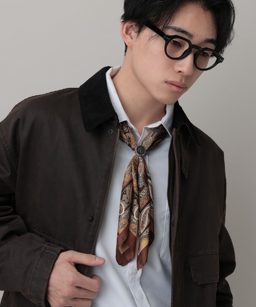 RAGEBLUE（レイジブルー）の「2WAY SET RING SCARF/リング付き柄スカーフ（バンダナ/スカーフ・メンズ・ダークブラウン/ネイビー/ブラック・FREE）」の15枚目の写真