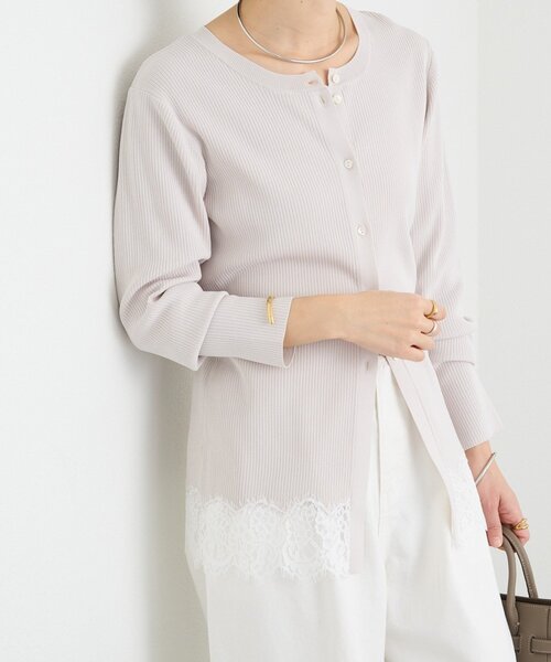 RIVE DROITE(リヴドロワ)の「【鮮度抜群】レーストリムカーディガン(カーディガン/ボレロ・レディース・グレー/グレイッシュベージュ・FREE)」の1枚目の写真