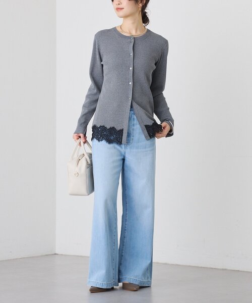 RIVE DROITE(リヴドロワ)の「【鮮度抜群】レーストリムカーディガン(カーディガン/ボレロ・レディース・グレー/グレイッシュベージュ・FREE)」の3枚目の写真