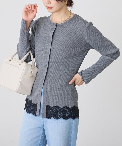 RIVE DROITE(リヴドロワ)の「【鮮度抜群】レーストリムカーディガン(カーディガン/ボレロ・レディース・グレー/グレイッシュベージュ・FREE)」の8枚目の写真