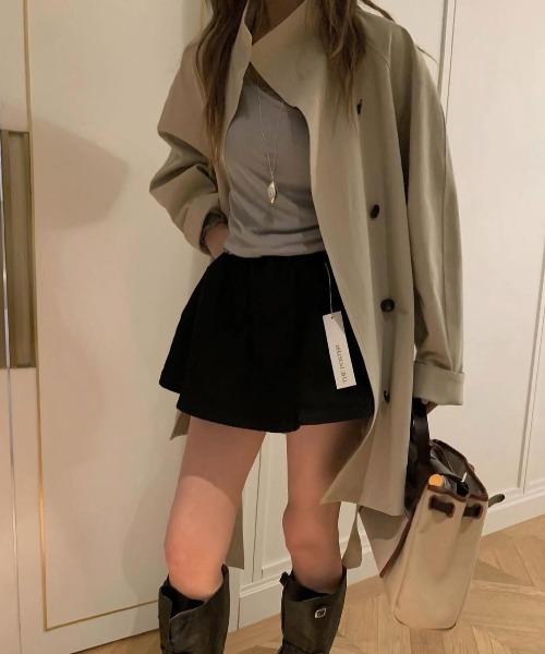 FAVORITO(ファヴォリート)の「スタンドカラー ダブルブレスト ベルト付きジャケット(その他アウター・レディース・モカ/ベージュ・F)」の1枚目の写真