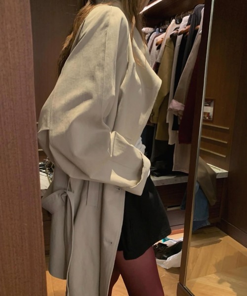 FAVORITO(ファヴォリート)の「スタンドカラー ダブルブレスト ベルト付きジャケット(その他アウター・レディース・モカ/ベージュ・F)」の9枚目の写真
