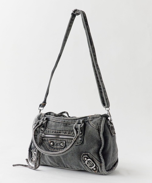 Chick（チック）の「Studded 2-Way Denim Shoulder Bag / スタッズ付き 2WAY デニムショルダーバッグ 2026年春夏（ハンドバッグ・レディース・ブラック/ネイビー・FREE）」の6枚目の写真