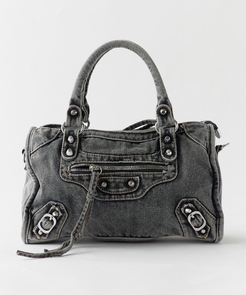 Chick（チック）の「Studded 2-Way Denim Shoulder Bag / スタッズ付き 2WAY デニムショルダーバッグ 2026年春夏（ハンドバッグ・レディース・ブラック/ネイビー・FREE）」の3枚目の写真