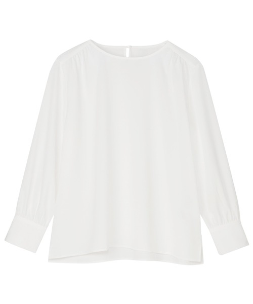 TOKYO SHIRTS(トウキョウシャツ)の「シルキーサテン クルーネック ブラウス(シャツ/ブラウス・レディース・ホワイト・M/L)」の1枚目の写真
