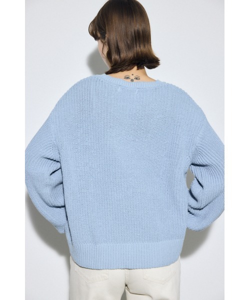 AZUL by moussy(アズールバイマウジー)の「畔編みリラックスニットトップス(ニット/セーター・レディース・アイボリー/ライトブルー/ライトイエロー/ネイビー・FREE)」の16枚目の写真