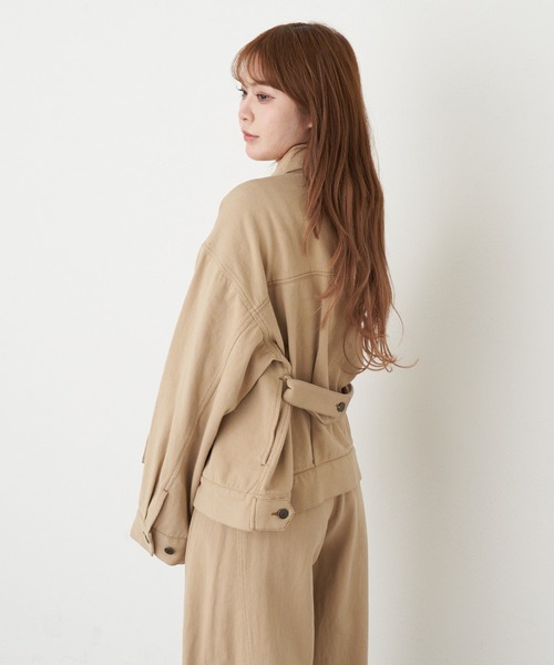 RAY CASSIN（レイカズン）の「【セットアップで着られる】ウエストシェイプデニムGジャン（デニムジャケット・レディース・ブラック/ネイビー/ベージュ・FREE）」の20枚目の写真