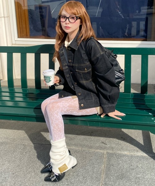 RAY CASSIN（レイカズン）の「【セットアップで着られる】ウエストシェイプデニムGジャン（デニムジャケット・レディース・ブラック/ネイビー/ベージュ・FREE）」の17枚目の写真