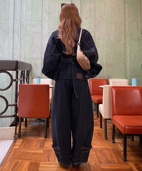 RAY CASSIN（レイカズン）の「【SET UPで着られる！】ウエストシェイプデニムGジャン（デニムジャケット・レディース・ブラック/ネイビー/ベージュ・FREE）」の10枚目の写真