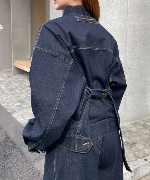 RAY CASSIN（レイカズン）の「【SET UPで着られる！】ウエストシェイプデニムGジャン（デニムジャケット・レディース・ブラック/ネイビー/ベージュ・FREE）」の13枚目の写真