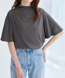 上品フレアー袖リブTシャツ