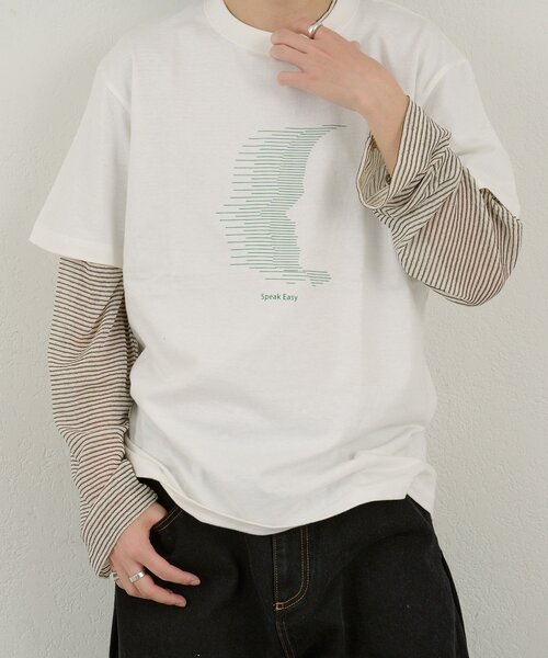 WHIMSIC（ウィムジック）の「【UNISEX/新色追加】シアーボーダーヘンリーネックプルオーバー（ニット/セーター・メンズ・オフホワイト/チャコールグレー/ベージュ・FREE）」の14枚目の写真