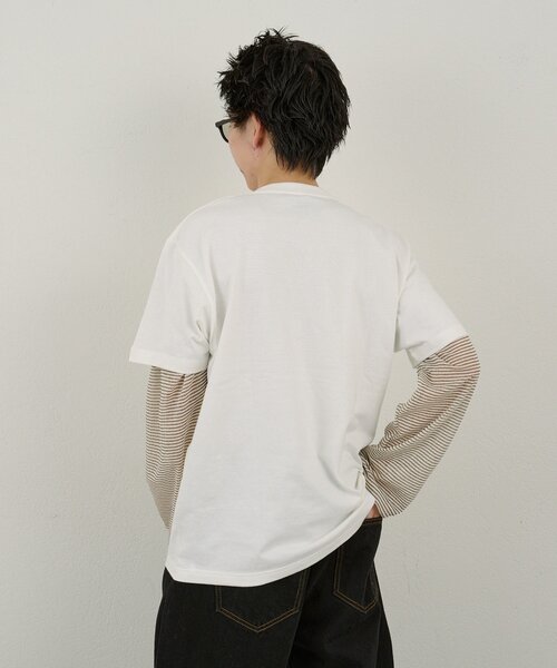 WHIMSIC（ウィムジック）の「【UNISEX/新色追加】シアーボーダーヘンリーネックプルオーバー（ニット/セーター・メンズ・オフホワイト/チャコールグレー/ベージュ・FREE）」の18枚目の写真