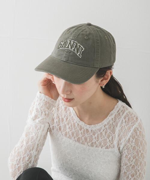 GANNI(ガニー)の「GANNI WASHED COTTON CANVAS CAP(キャップ・レディース・オリーブ・-)」の1枚目の写真