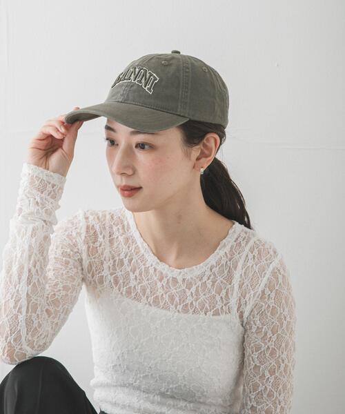 GANNI(ガニー)の「GANNI WASHED COTTON CANVAS CAP(キャップ・レディース・オリーブ・-)」の8枚目の写真