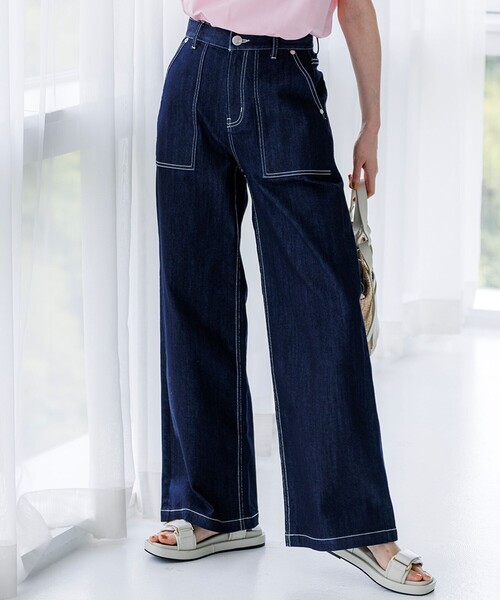 23区 S(ニジュウサンクチイサイサイズ)の「23区DENIM サマー ベイカーパンツ(デニムパンツ・レディース・ネイビー系/ターコイズブルー系/スカイブルー系・34/32/30/28)」の2枚目の写真