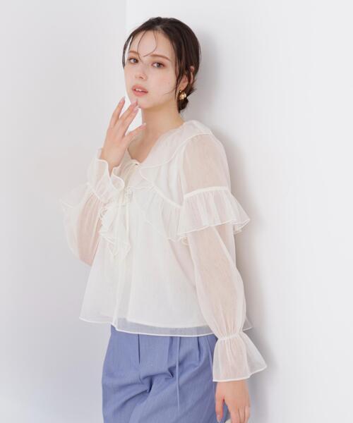 PROPORTION BODY DRESSING(プロポーションボディドレッシング)の「チュールラッフルブラウス / 1216110304(シャツ/ブラウス・レディース・ホワイト系その他/グレー/ブルー・FREE)」の22枚目の写真