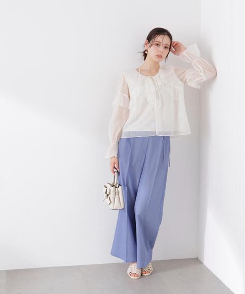 PROPORTION BODY DRESSING(プロポーションボディドレッシング)の「チュールラッフルブラウス / 1216110304(シャツ/ブラウス・レディース・ホワイト系その他/グレー/ブルー・FREE)」の20枚目の写真