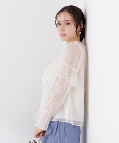 PROPORTION BODY DRESSING(プロポーションボディドレッシング)の「チュールラッフルブラウス / 1216110304(シャツ/ブラウス・レディース・ホワイト系その他/グレー/ブルー・FREE)」の19枚目の写真