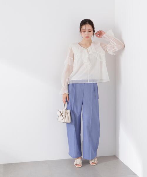 PROPORTION BODY DRESSING(プロポーションボディドレッシング)の「チュールラッフルブラウス / 1216110304(シャツ/ブラウス・レディース・ホワイト系その他/グレー/ブルー・FREE)」の18枚目の写真