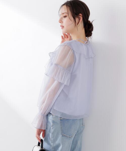 PROPORTION BODY DRESSING(プロポーションボディドレッシング)の「チュールラッフルブラウス / 1216110304(シャツ/ブラウス・レディース・ホワイト系その他/グレー/ブルー・FREE)」の12枚目の写真