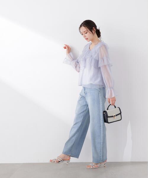 PROPORTION BODY DRESSING(プロポーションボディドレッシング)の「チュールラッフルブラウス / 1216110304(シャツ/ブラウス・レディース・ホワイト系その他/グレー/ブルー・FREE)」の10枚目の写真