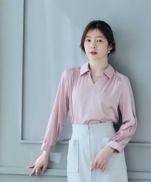 12Twelve Agenda（トゥエルブ　アジェンダ）の「Manywaysデザインブラウス（シャツ/ブラウス・レディース・オフホワイト/ネイビー/ピンク・M）」の22枚目の写真