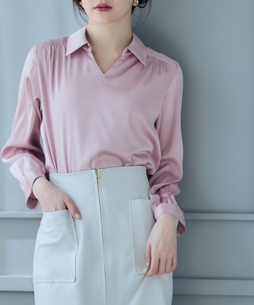 12Twelve Agenda（トゥエルブ　アジェンダ）の「Manywaysデザインブラウス（シャツ/ブラウス・レディース・オフホワイト/ネイビー/ピンク・M）」の21枚目の写真
