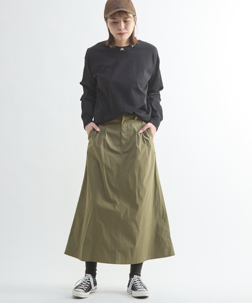 CONVERSE TOKYO(コンバーストウキョウ)の「MILITARY TUCK FLARE SKIRT(スカート・レディース・カーキ/ブラック・FREE)」の10枚目の写真