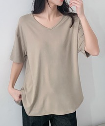 サイドスリット入り 抜け感オーバー トップス Tシャツ/カットソー/レイヤードにも使える