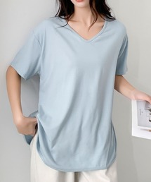 サイドスリット入り 抜け感オーバー トップス Tシャツ/カットソー/レイヤードにも使える