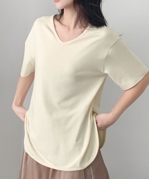 サイドスリット入り 抜け感オーバー トップス Tシャツ/カットソー/レイヤードにも使える
