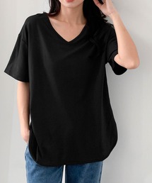 サイドスリット入り 抜け感オーバー トップス Tシャツ/カットソー/レイヤードにも使える