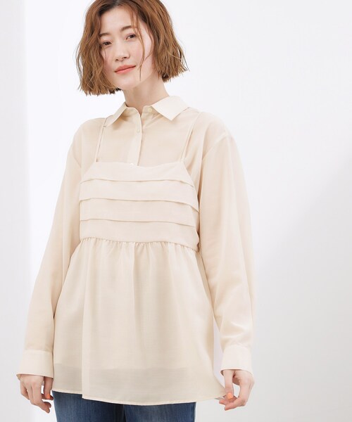 grove（グローブ）の「【2点SET】今どきシアーシャツ＆キャミセット（シャツ/ブラウス・レディース・ナチュラル/ライトグレー・02/01/05/04/03）」の2枚目の写真
