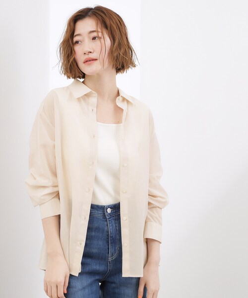 grove（グローブ）の「【2点SET】今どきシアーシャツ＆キャミセット（シャツ/ブラウス・レディース・ナチュラル/ライトグレー・02/01/05/04/03）」の14枚目の写真