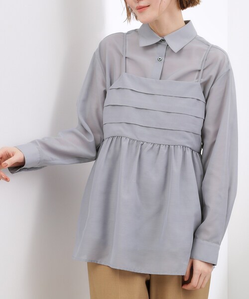 grove（グローブ）の「【2点SET】今どきシアーシャツ＆キャミセット（シャツ/ブラウス・レディース・ナチュラル/ライトグレー・02/01/05/04/03）」の19枚目の写真