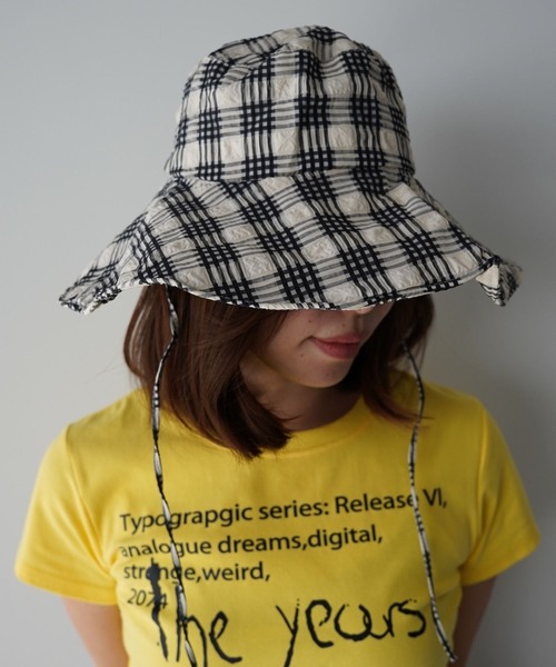 SANSeLF（サンセルフ）の「【SANSeLF】チェックシャーリングハット saa26s026（ハット・レディース・ブルー/ブラック・FREE）」の4枚目の写真