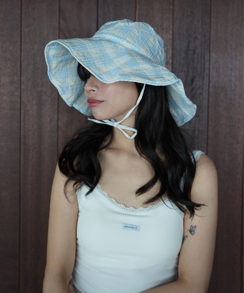 SANSeLF（サンセルフ）の「【SANSeLF】チェックシャーリングハット saa26s026（ハット・レディース・ブルー/ブラック・FREE）」の8枚目の写真