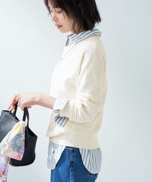 INDIVI(インディヴィ)の「【洗える/無縫製】ジャカード編みニット(ニット/セーター・レディース・ネイビー/ライトブルー/オフホワイト・38/13/15 /05)」の5枚目の写真