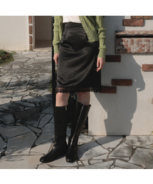 Glossy Lace Skirt [Black]