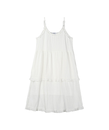 MELLOTORY（メロートリー）の「フリルレイヤーロングワンピース（ホワイト）（ワンピース）」