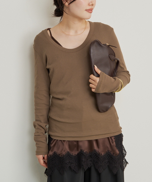 plage（プラージュ）の「R’IAM フライス ロンTEE（Tシャツ/カットソー・レディース・ブラウン/アイボリー・FREE）」の4枚目の写真