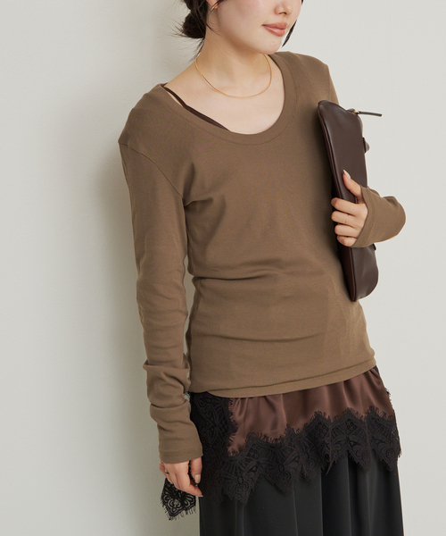 plage（プラージュ）の「R’IAM フライス ロンTEE（Tシャツ/カットソー・レディース・ブラウン/アイボリー・FREE）」の5枚目の写真