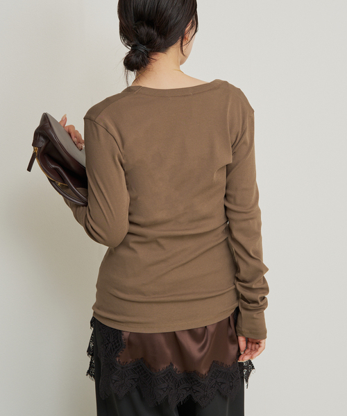 plage（プラージュ）の「R’IAM フライス ロンTEE（Tシャツ/カットソー・レディース・ブラウン/アイボリー・FREE）」の7枚目の写真