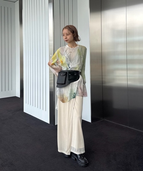 Ameri（アメリ）の「SYNTHETIC LEATHER UTILITY BELT（ベルト・レディース・ベージュ/ブラック・FREE）」の8枚目の写真