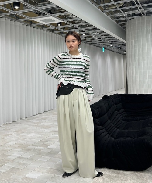 Ameri（アメリ）の「SYNTHETIC LEATHER UTILITY BELT（ベルト・レディース・ベージュ/ブラック・FREE）」の9枚目の写真